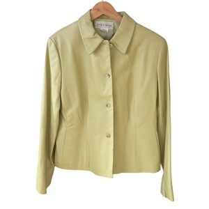Jones Wear Collection Women’s Sz 12  Leather Pistachios Green Lime Jacket Coat